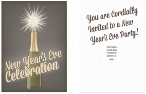 Sips and Sparkles New Years Party 5x7 postcard party invitation template