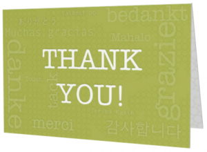 Green international Thank You greeting card