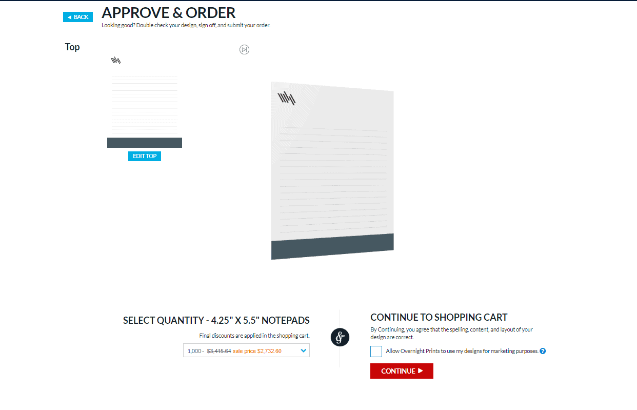 approve and order printed merchandise